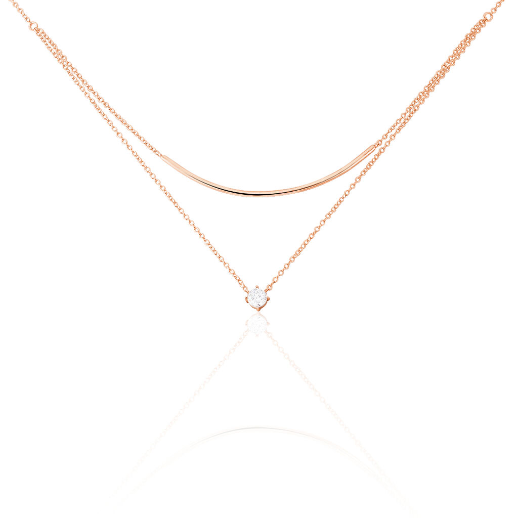 Collier Ruth Argent Rose Oxyde De Zirconium - Colliers doubles et triples cha&icirc;nes Femme | Histoire d&rsquo;Or
