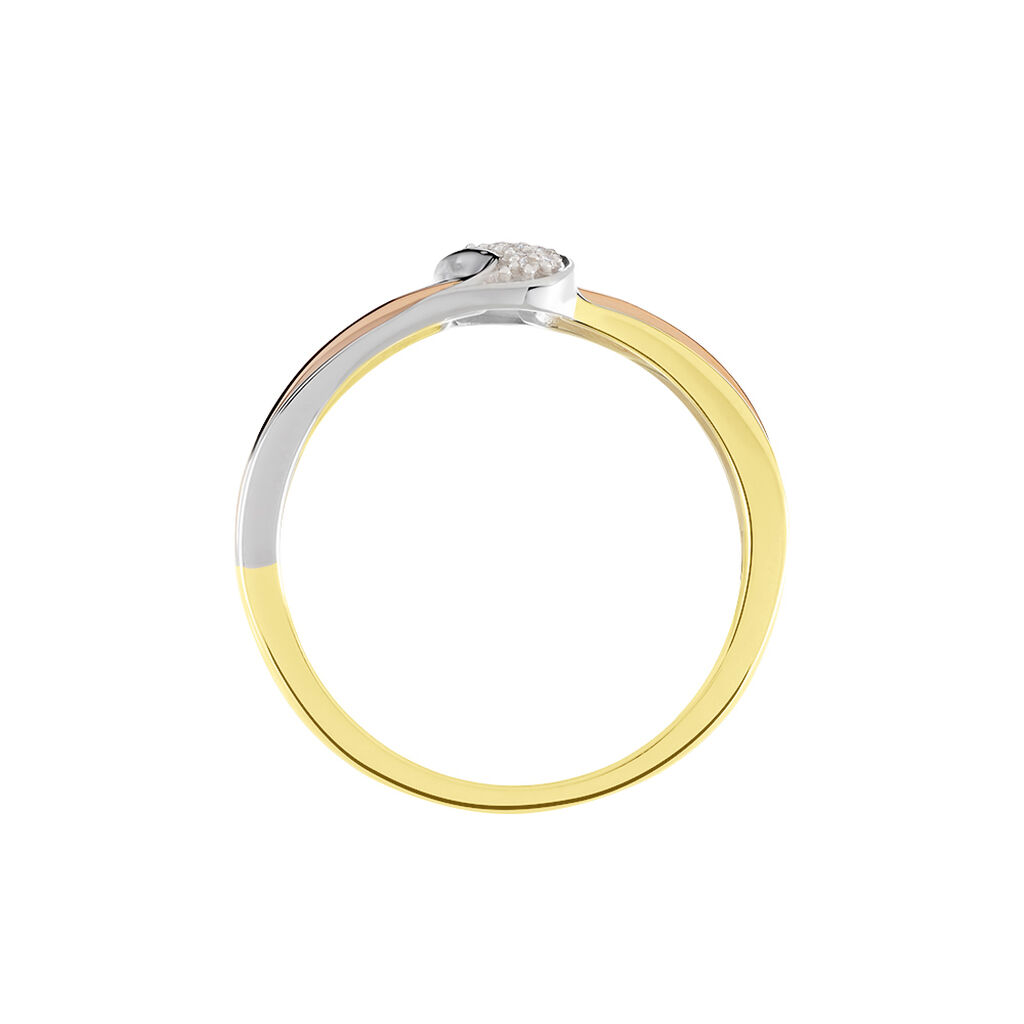 Gouden Driekleurige Zirkoonoxide Ring - Bagues avec pierre Femme | Histoire d’Or