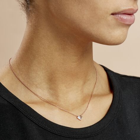 Collier Rossana Argent Rose Pierre De Synthese - Colliers Coeur Femme | Histoire d’Or