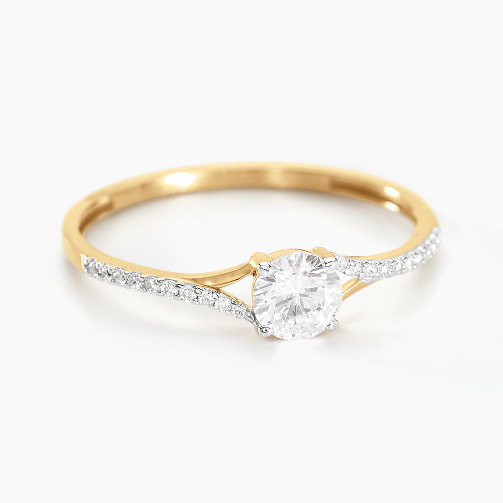 Bague Solitaire Jessa Or Jaune Oxyde De Zirconium - Bagues solitaires Femme | Histoire d’Or