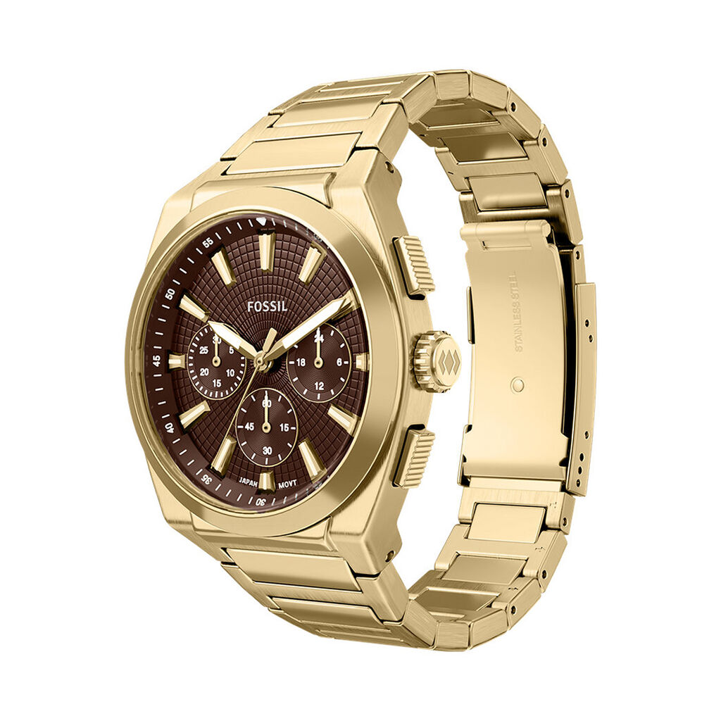 Montre Fossil Everett Chrono Marron - F&ecirc;te des p&egrave;res Homme | Histoire d&rsquo;Or