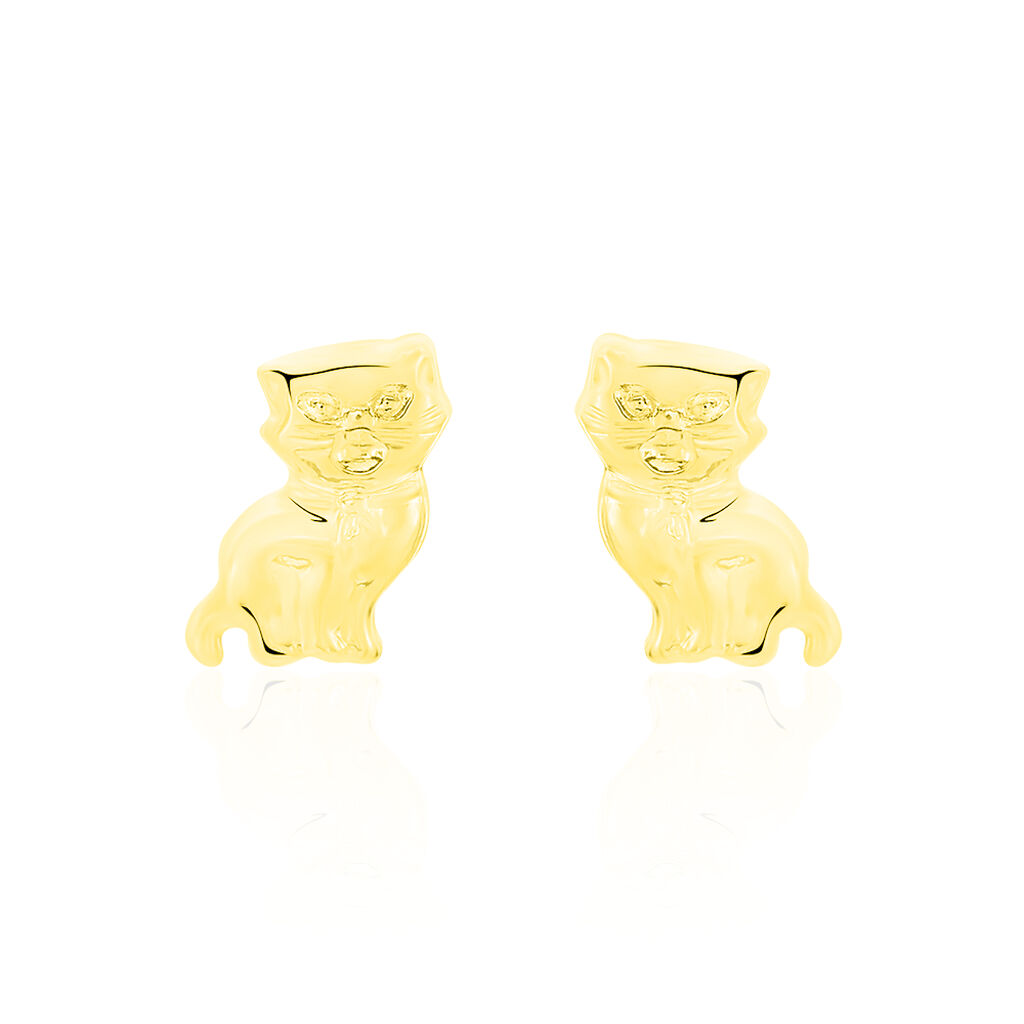 Boucles D'oreilles Puces Florenta Chat Or Jaune - Clous d'oreilles Enfant | Histoire d’Or