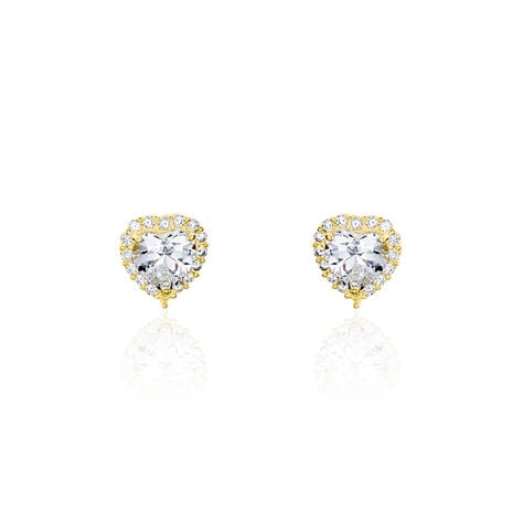 Boucles D'oreilles Puces Aymane Or Jaune Oxyde De Zirconium - Clous d'oreilles Famille | Histoire d’Or