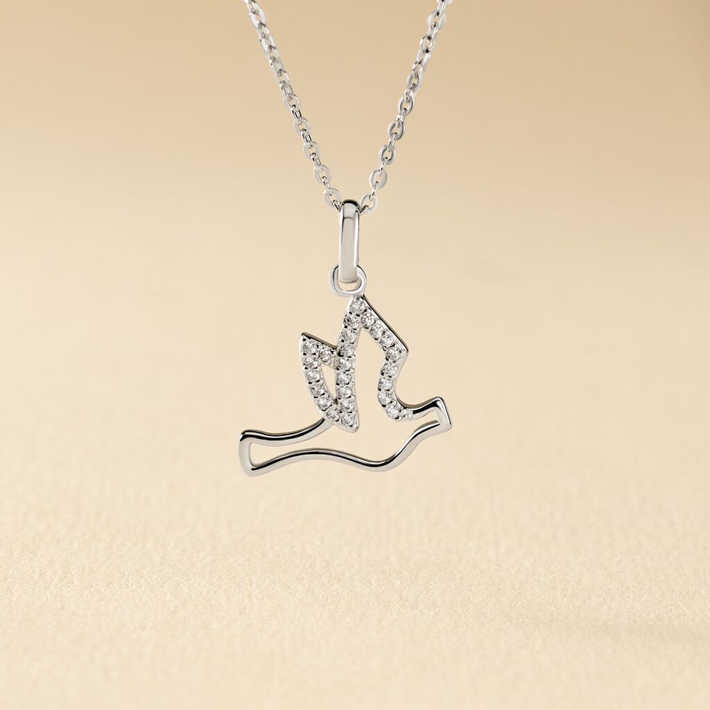 Collier Colombe Argent Blanc Oxyde De Zirconium - Colliers fantaisie Femme | Histoire d’Or