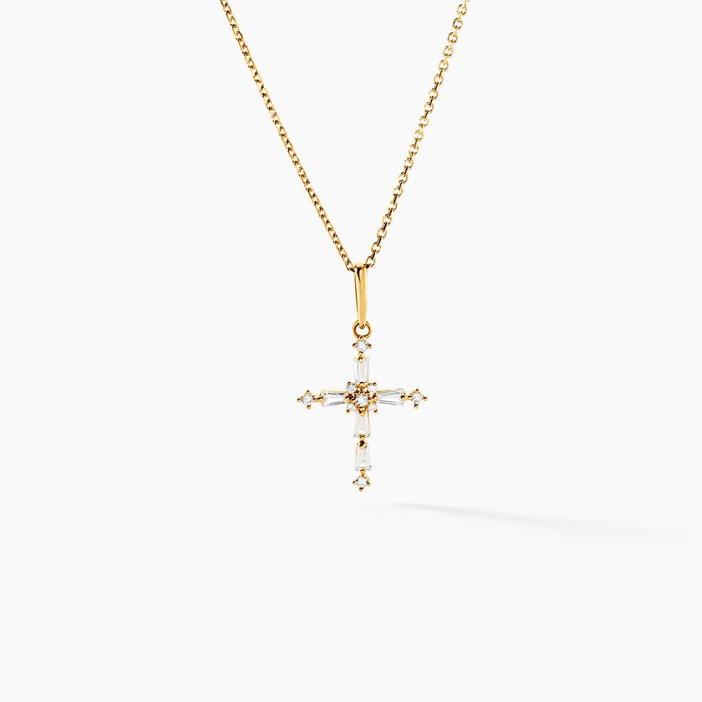 Pendentif Cornelio Or Jaune Oxyde De Zirconium - Pendentifs Communion Femme | Histoire d&rsquo;Or