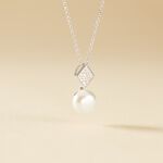 Collier Shirine Argent Blanc Perle De Culture Et Oxyde De Zirconium - Colliers fantaisie Femme | Histoire d&rsquo;Or