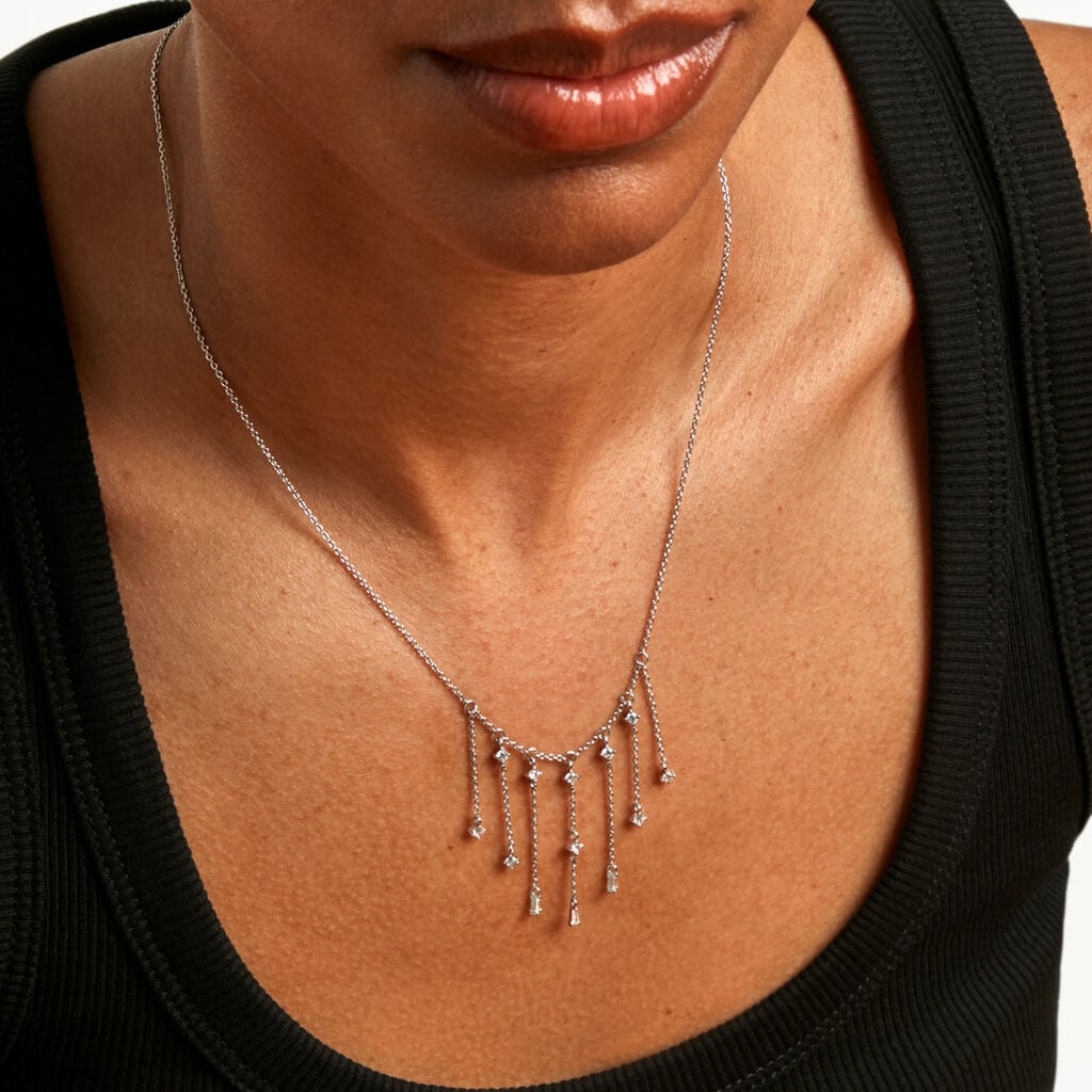 Collier Cascade Argent Blanc Oxyde De Zirconium - F&ecirc;te des m&egrave;res Femme | Histoire d&rsquo;Or