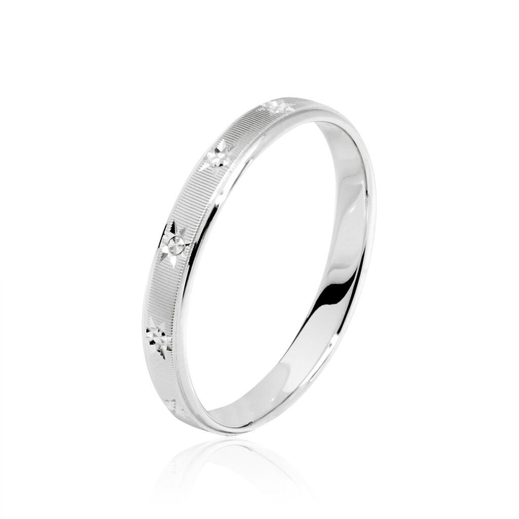 Alliance Pricilia Ruban Plat Or Blanc - Alliances Unisex | Histoire d’Or