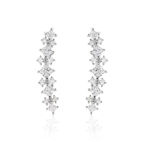Bijoux D&iquest;oreilles Grimpants Sarida Argent Blanc Oxyde De Zirconium - Boucles d'oreilles fantaisie Femme | Histoire d&rsquo;Or