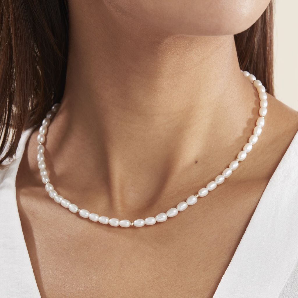 Collier Billes Or Jaune Perle De Culture - Colliers Femme | Histoire d’Or