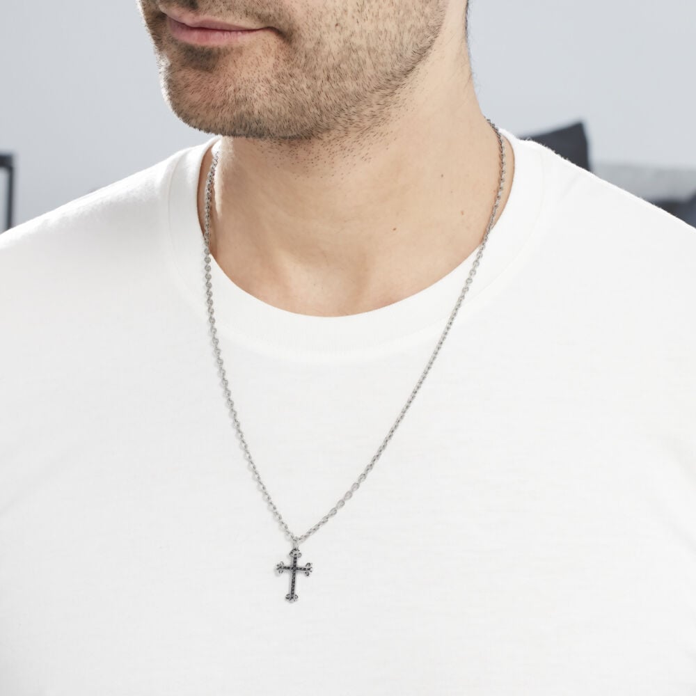 Chaine croix homme argent clearance