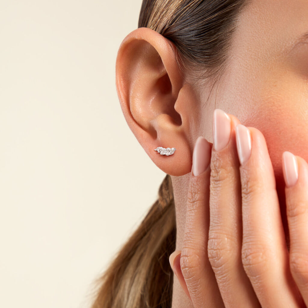 Bijoux D'oreilles Juanie Argent Blanc Oxyde De Zirconium - Boucles d'oreilles fantaisie Femme | Histoire d’Or