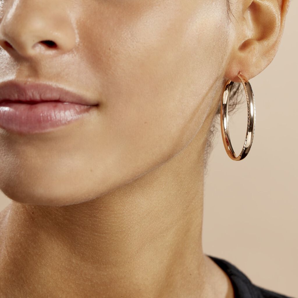 Créoles Argent Rose Ava - Boucles d'oreilles créoles Femme | Histoire d’Or