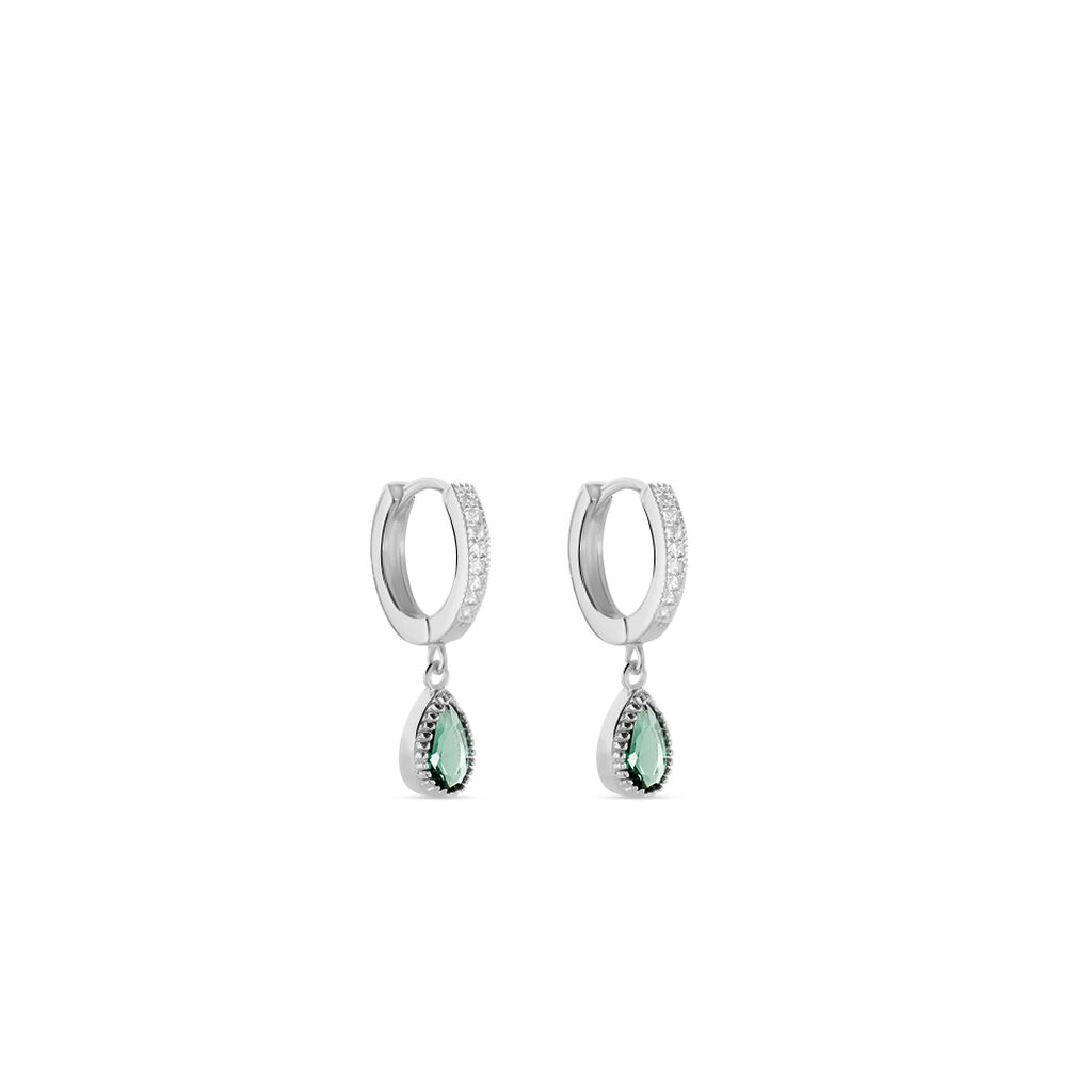 Creoles Jerusha Argent Blanc Oxydes De Zirconium - Boucles d'oreilles créoles Femme | Histoire d’Or