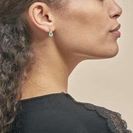 Boucles D'oreilles Puces Sissi Or Blanc Diamant Et Emeraude - Boucles d'oreilles pendantes Femme | Histoire d’Or