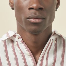 Créoles Jourdan Homme Tilos Acier Blanc - Boucles d'oreilles créoles Homme | Histoire d’Or