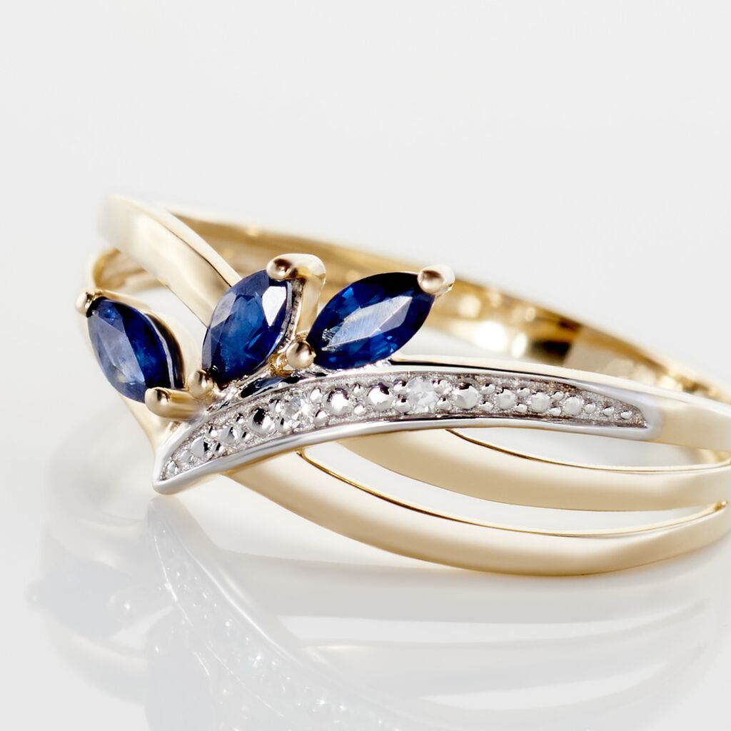 Bague Or Jaune Carl Saphirs Diamants - Bagues solitaires Femme | Histoire d&rsquo;Or