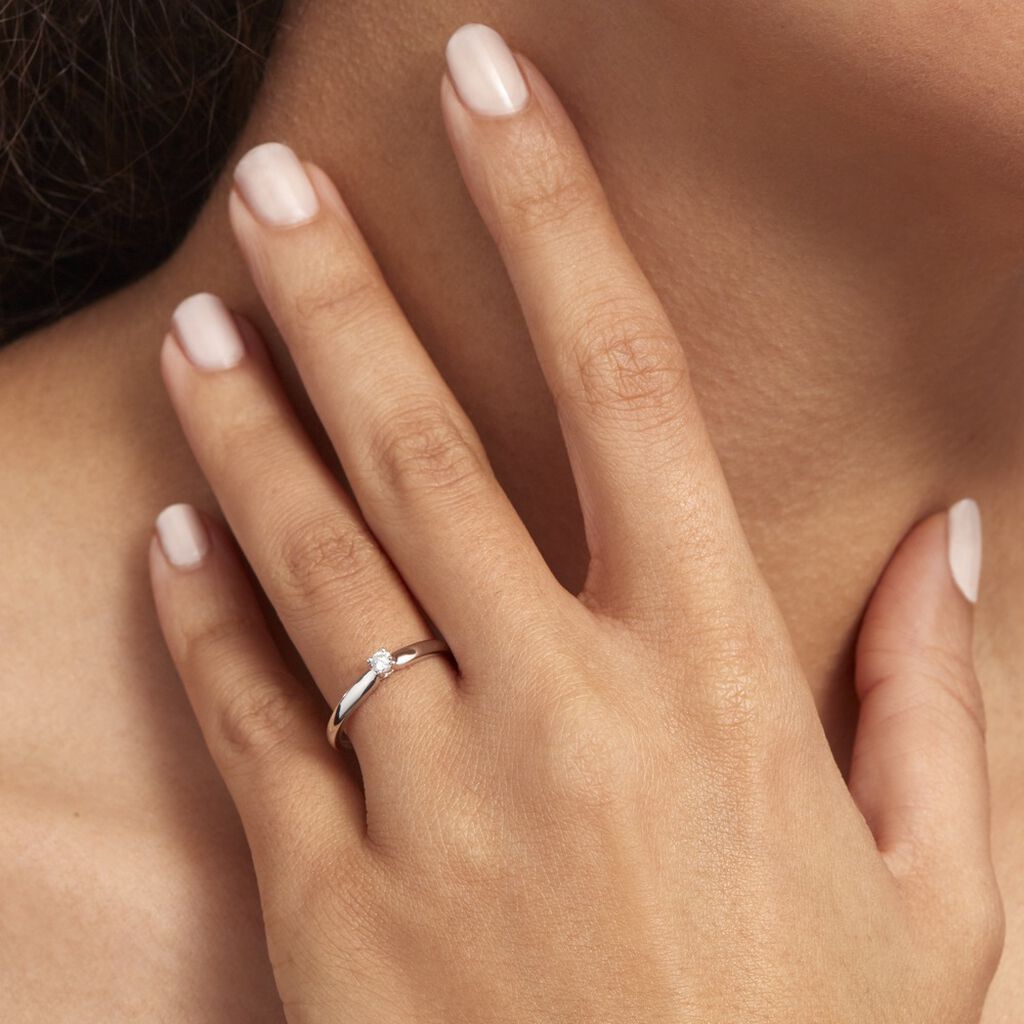 Bague Solitaire Flora Or Blanc Diamant - Bagues solitaires Femme | Histoire d’Or
