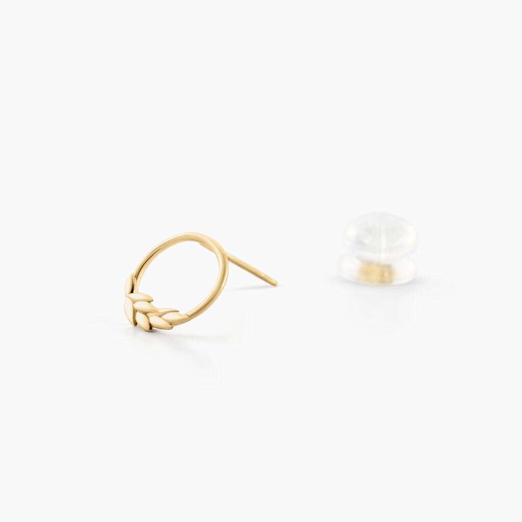 Boucles D'oreilles Puces Leafora Or Jaune - Clous d'oreilles Femme | Histoire d’Or