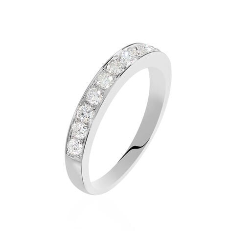 Demi-alliance Or Blanc Valentine Diamants Synthetique - Bijoux Femme | Histoire d&rsquo;Or