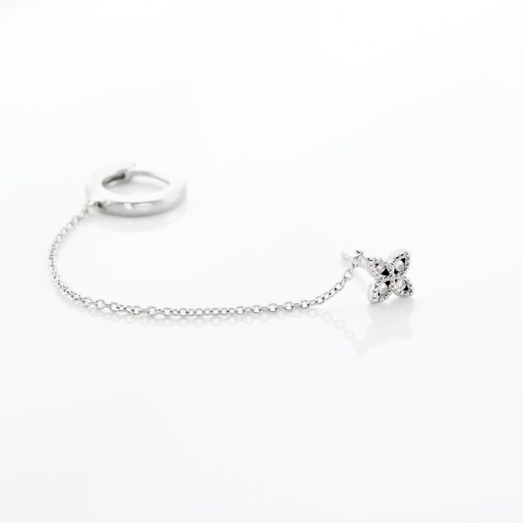 Bijou D'oreille Unitaire Argent Blanc Gosse Oxydes De Zirconium - Boucles d'oreilles fantaisie Femme | Histoire d’Or