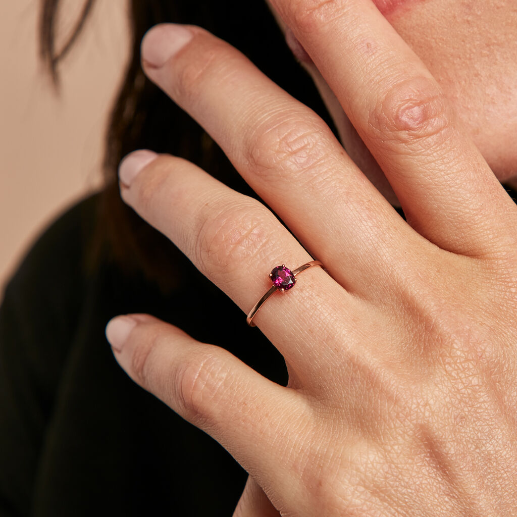 Bague Valentino Or Rose Rhodolite - Bagues solitaires Femme | Histoire d’Or