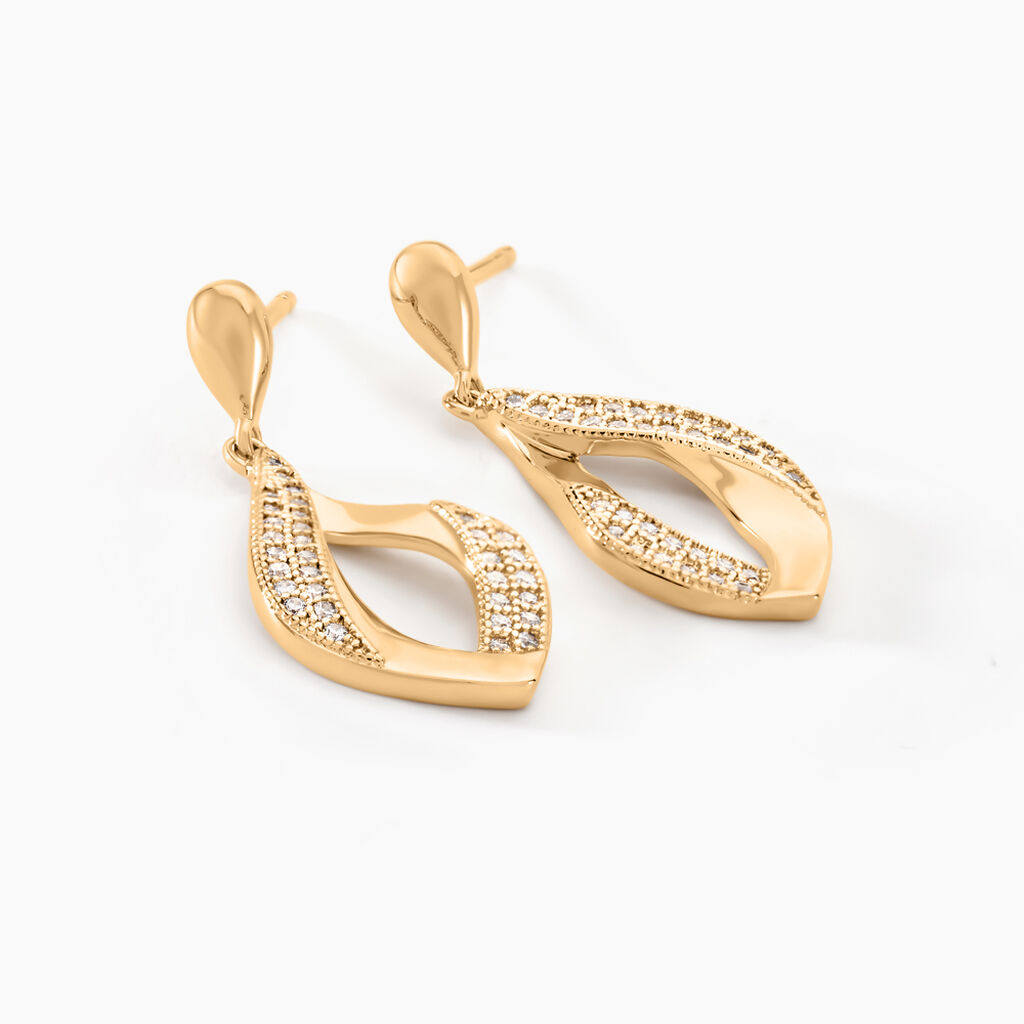 Boucles D'oreilles Pendantes Mai-lee Plaqué Or Oxyde De Zirconium - Boucles d'oreilles fantaisie Femme | Histoire d’Or