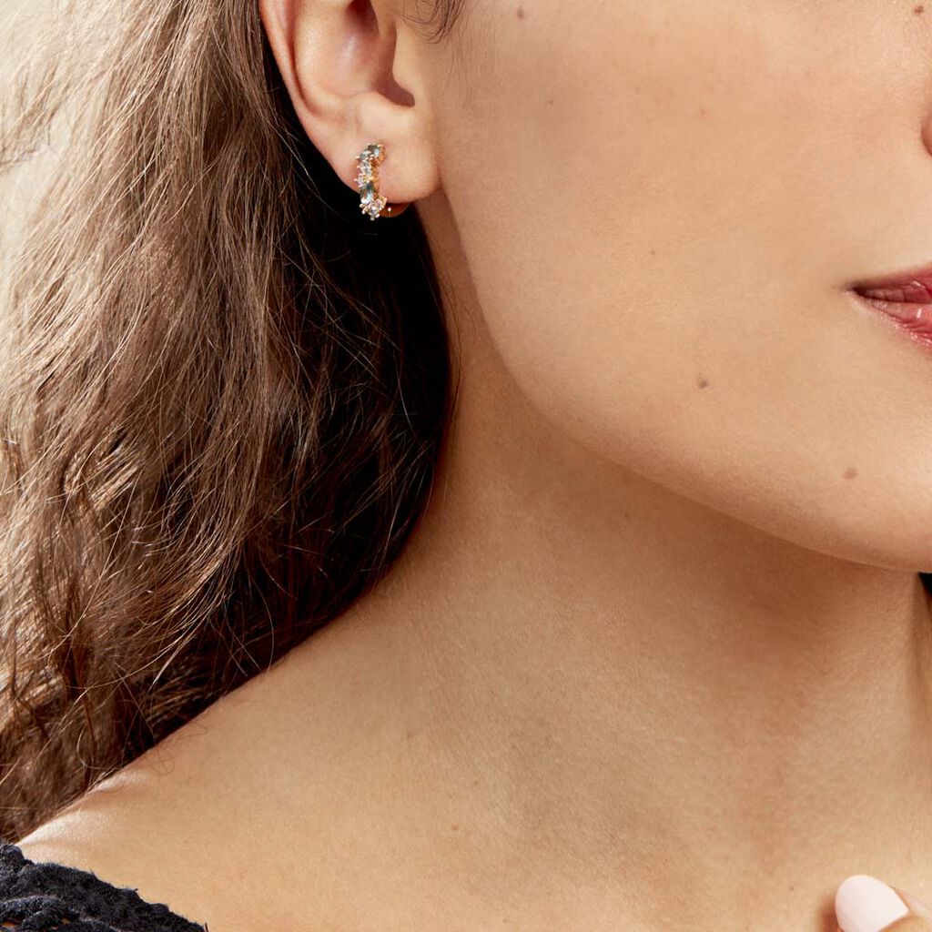Créoles More Plaqué Or Jaune Pierre Artificielle - Boucles d'oreilles créoles Femme | Histoire d’Or