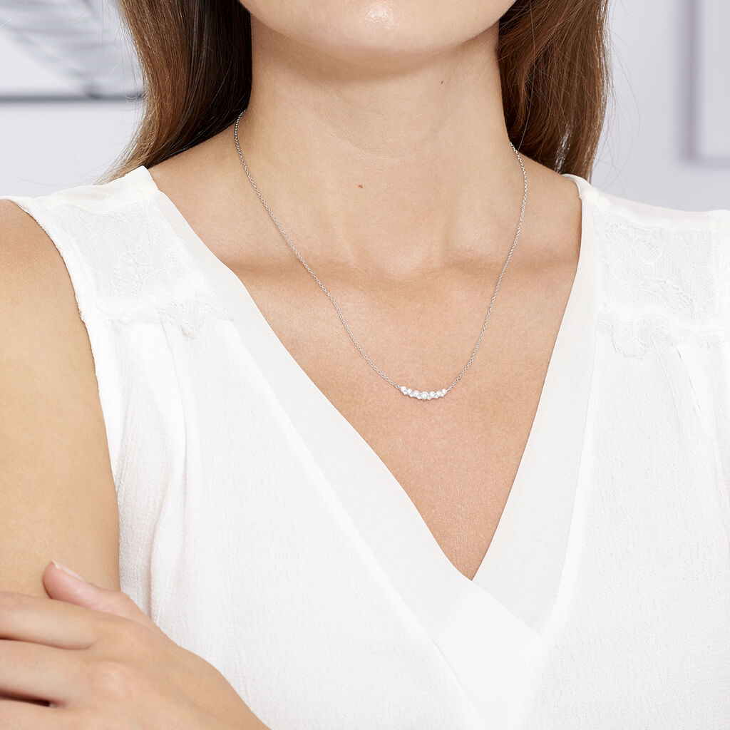 Collier Aliah Argent Blanc Oxyde De Zirconium - Colliers fantaisie Femme | Histoire d’Or