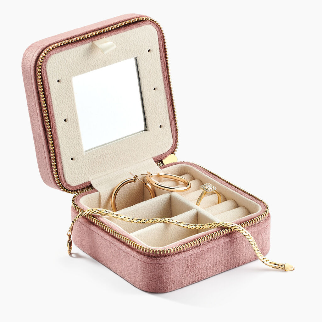 Boite &agrave; Bijou Tissu Rose - Id&eacute;es cadeaux Famille | Histoire d&rsquo;Or
