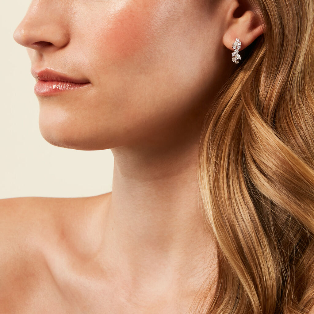 Cr&eacute;oles Eclat d'Aurore Argent Blanc Oxyde De Zirconium - Boucles d'oreilles cr&eacute;oles Femme | Histoire d&rsquo;Or