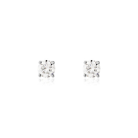 Boucles D'oreilles Puces Victoria Platine Blanc Diamant - Clous d'oreilles Famille | Histoire d’Or