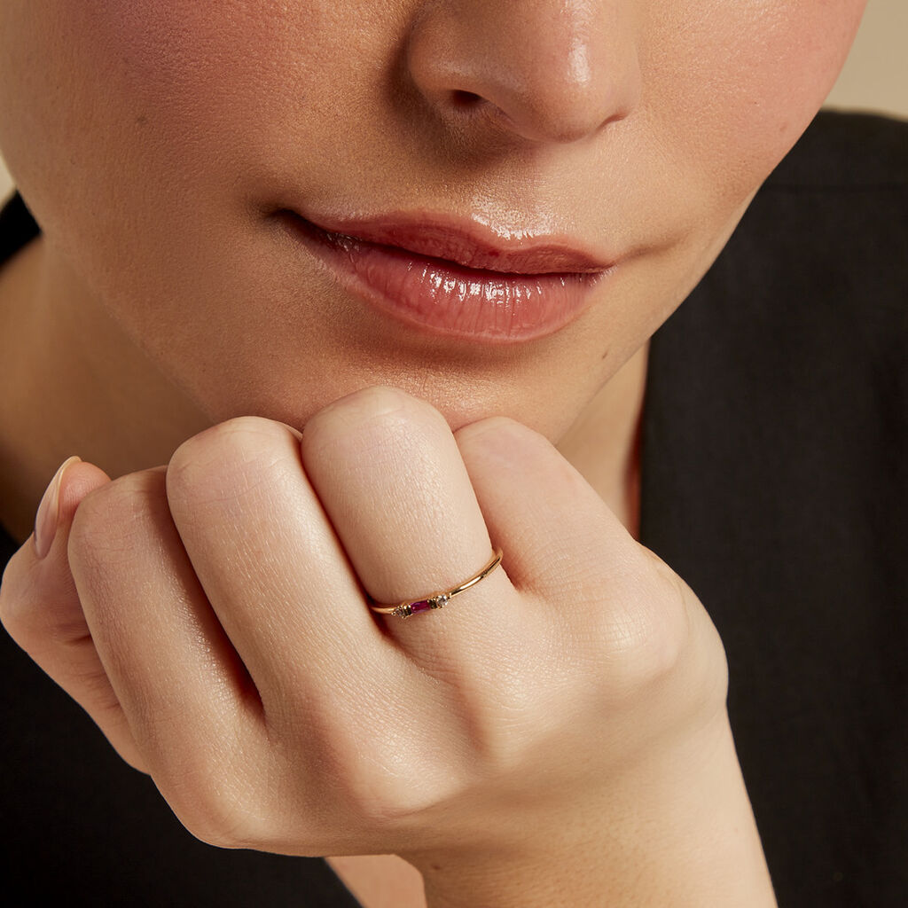 Bague Ylonna Plaque Or Jaune Pierre D'imitation Oxyde De Zirconium - Bagues avec pierre Femme | Histoire d’Or
