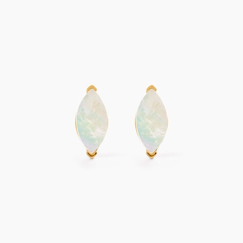 Boucles D'Oreilles Puces Elisud Or Jaune Nacre - Clous d'oreilles Femme | Histoire d&rsquo;Or