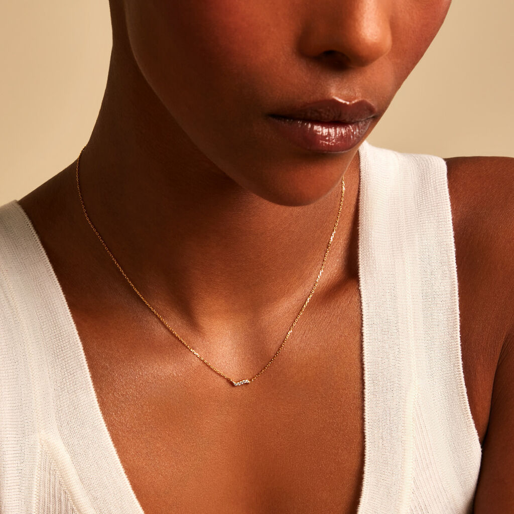 Collier Myrrhe Plaqu&eacute; Or Jaune Oxyde De Zirconium - Colliers fantaisie Femme | Histoire d&rsquo;Or