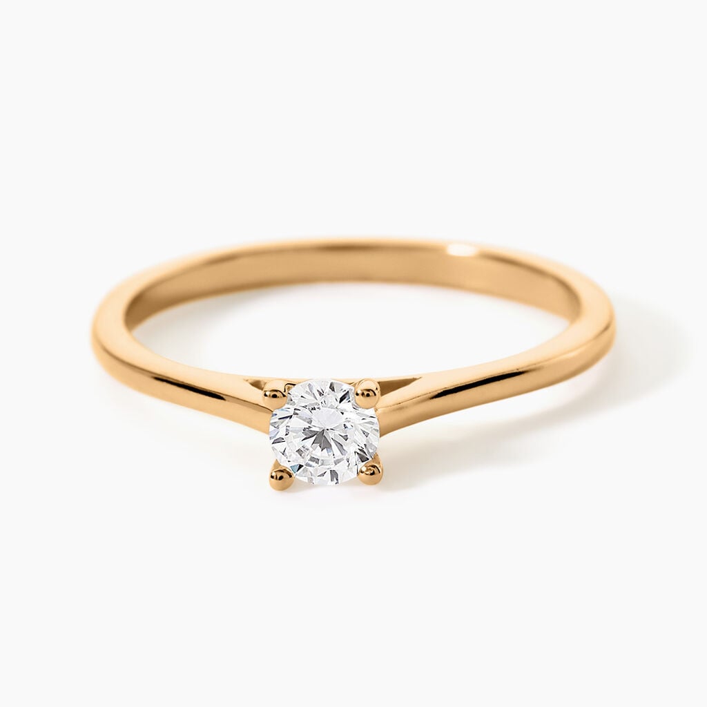 Bague Charlaine Plaqu&eacute; Or Jaune Oxyde De Zirconium - Bagues solitaires Femme | Histoire d&rsquo;Or