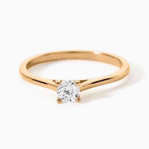 Bague Charlaine Plaqu&eacute; Or Jaune Oxyde De Zirconium - Bagues solitaires Femme | Histoire d&rsquo;Or