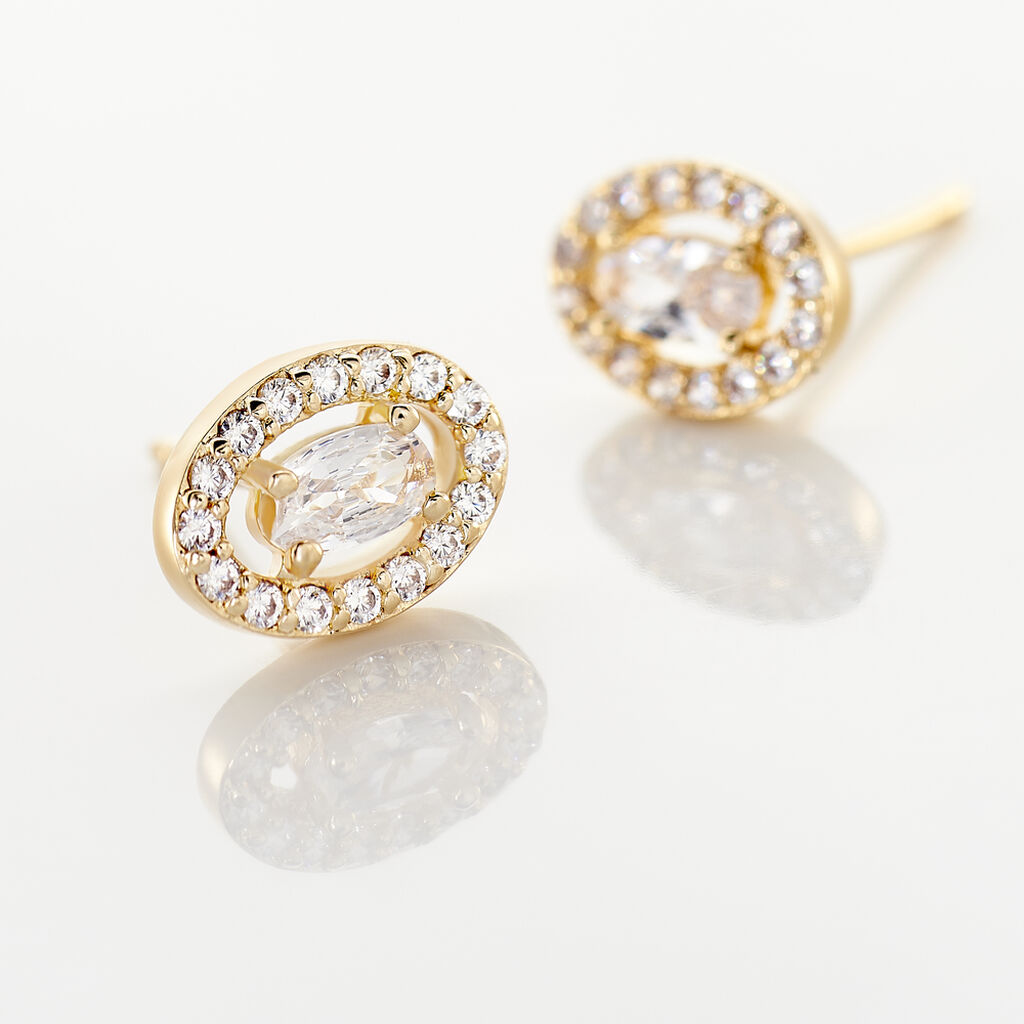 Boucles D'oreilles Puces Classical Plaqu&eacute; Or Jaune Oxyde De Zirconium - Boucles d'oreilles fantaisie Femme | Histoire d&rsquo;Or