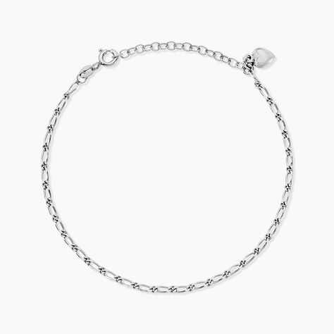 Cha&icirc;ne De Cheville Laurelyn Maille Alternee 1/1 Argent Blanc - Cha&icirc;nes de cheville Femme | Histoire d&rsquo;Or