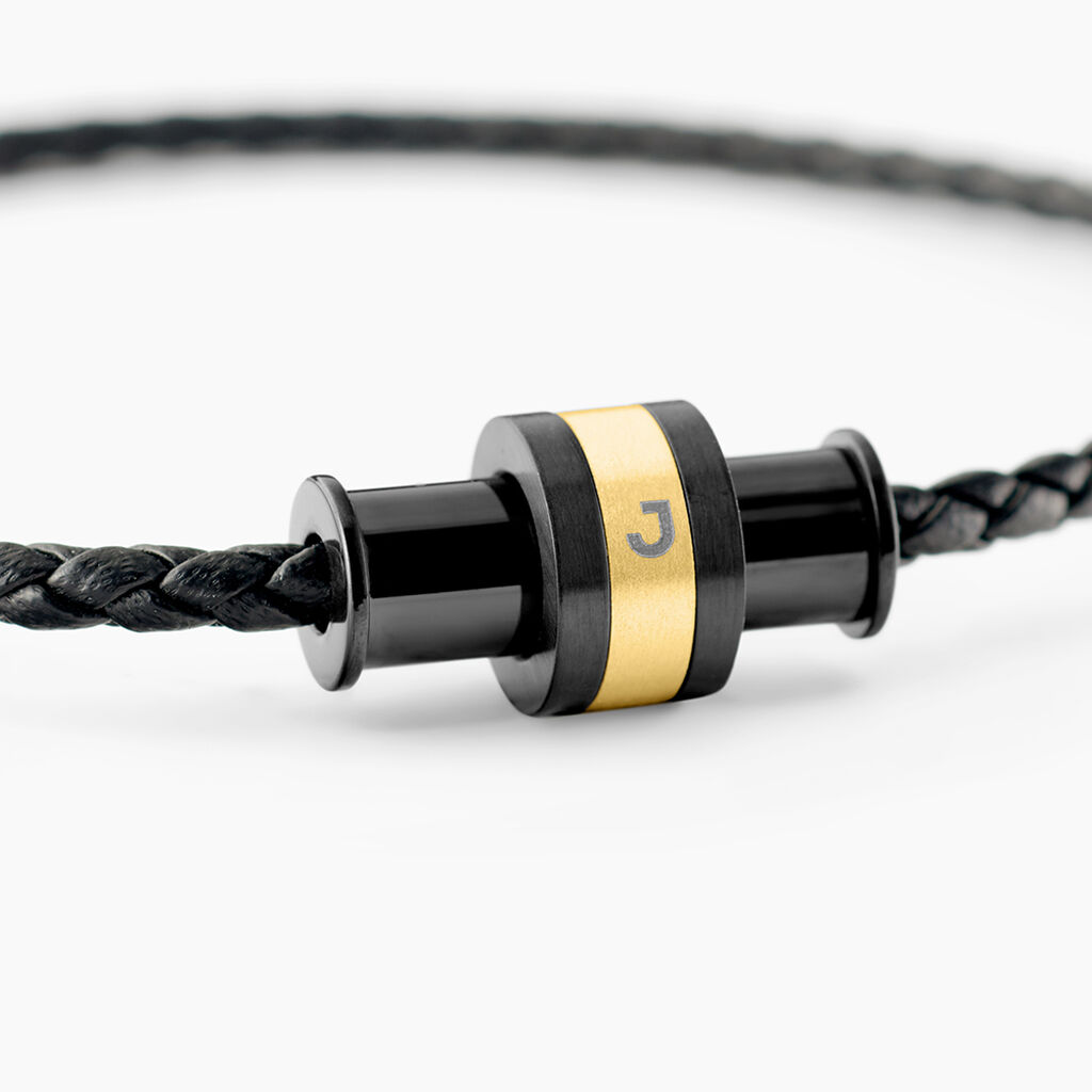 Bracelet Jourdan Cuir De Vache Noir - Bracelets Cuir Homme | Histoire d&rsquo;Or