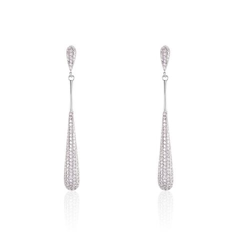 Boucles D'oreilles Pendantes Chandell Argent Blanc Oxyde De Zirconium - Boucles d'oreilles pendantes Femme | Histoire d’Or
