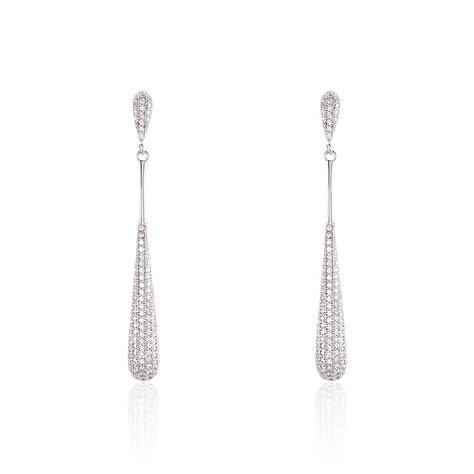 Boucles D'oreilles Pendantes Chandell Argent Blanc Oxyde De Zirconium - Boucles d'oreilles pendantes Femme | Histoire d’Or