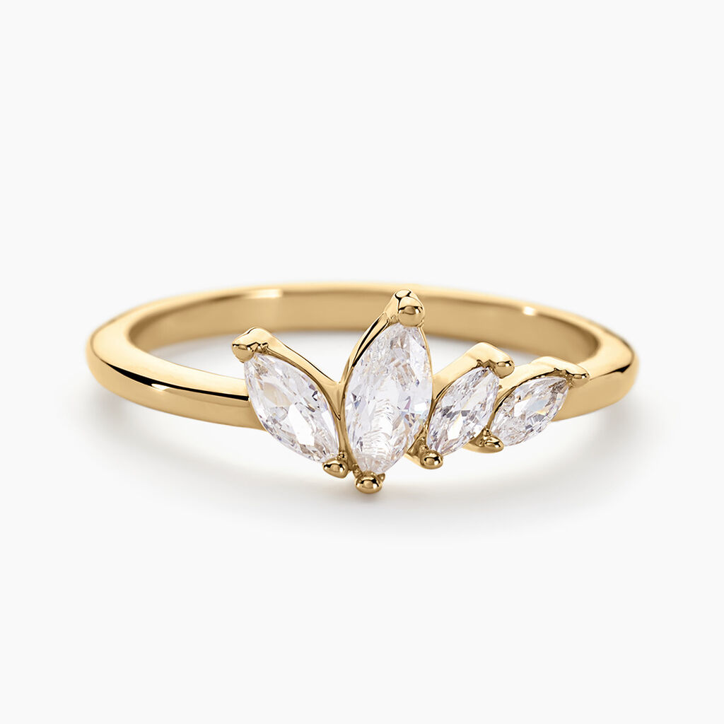 Bague Siona Plaque Or Jaune Oxyde De Zirconium - Bagues avec pierre Femme | Histoire d’Or