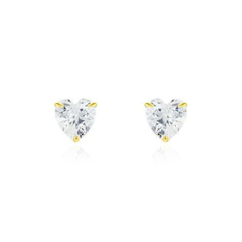 Boucles D'oreilles Puces Or Jaune Katherine Oxyde De Zirconium - Boucles d'Oreilles Coeur Femme | Histoire d’Or