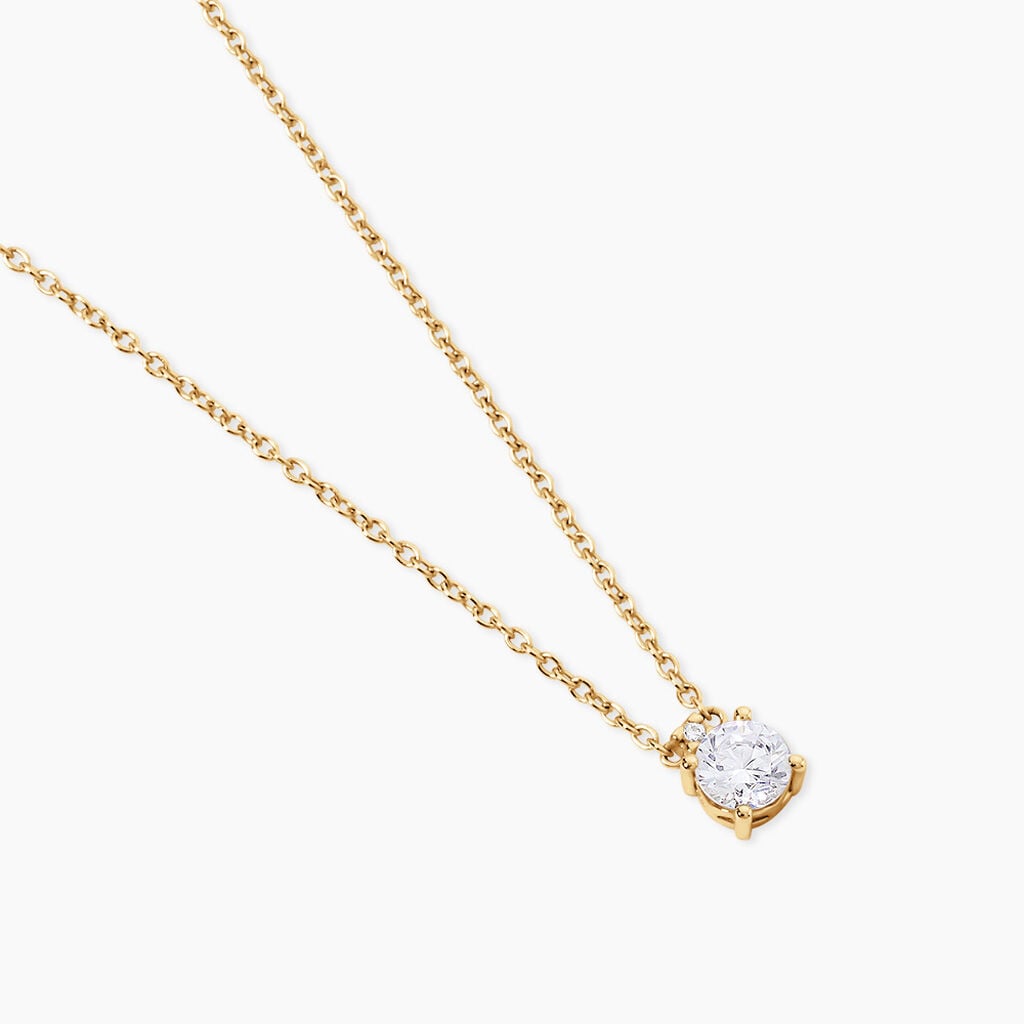 Collier Zilda Argent Dor&eacute; A L'Or 750/1000 Oxyde De Zirconium - Colliers Femme | Histoire d&rsquo;Or