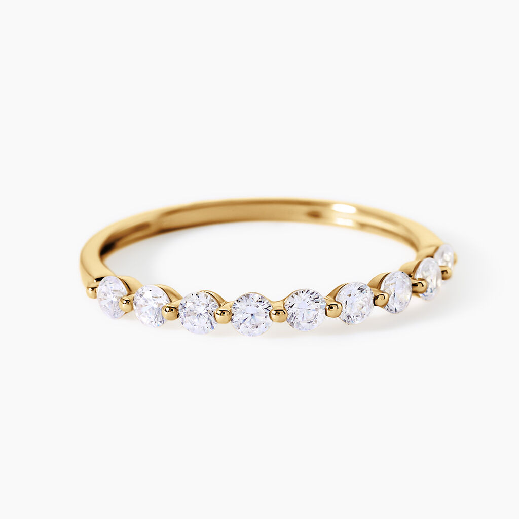 Bague Eclat D'Etoile Argent Dor&eacute; A L'Or 750/1000 Oxyde De Zirconium - Bagues avec pierre Femme | Histoire d&rsquo;Or