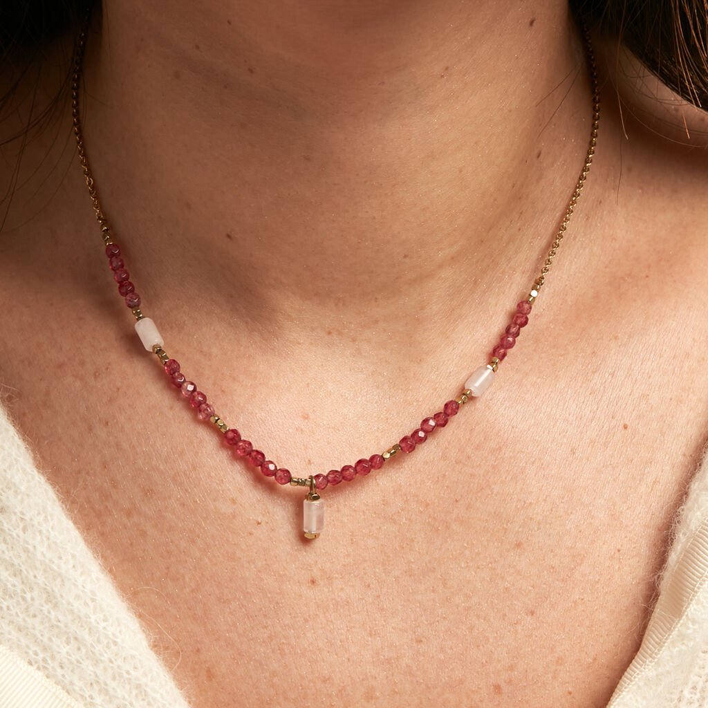 Collier Attila Acier Doré Quartz Jade - Colliers fantaisie Femme | Histoire d’Or