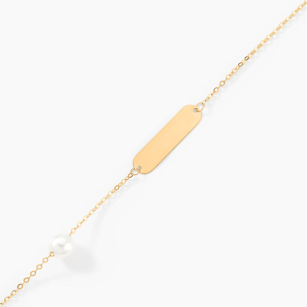 Bracelet Identit&eacute; Helee Or Jaune Perle De Culture - Bracelets Communion Enfant | Histoire d&rsquo;Or