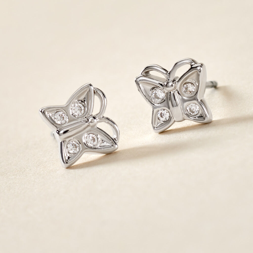 Boucles D'oreilles Puces Farasha Argent Blanc Oxyde De Zirconium - Boucles d'oreilles fantaisie Femme | Histoire d&rsquo;Or