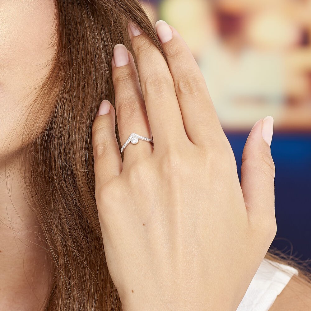 Bague argent tendance en V, 3 anneaux Flèche en argent 925 millième.